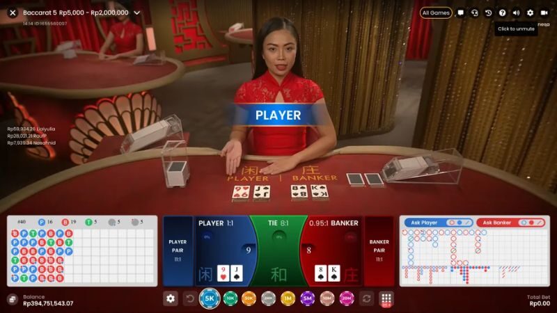Giao diện chơi live casino Hello88 với đa dạng các mức cược