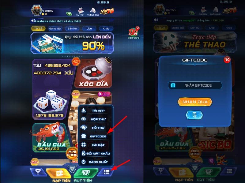 Nhập mã giftcode để nhận quà hấp dẫn từ Vip79