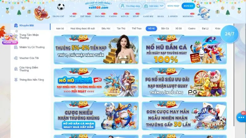 Đa dạng các chương trình khuyến mãi khủng tại nhà cái nổ hũ VZ99