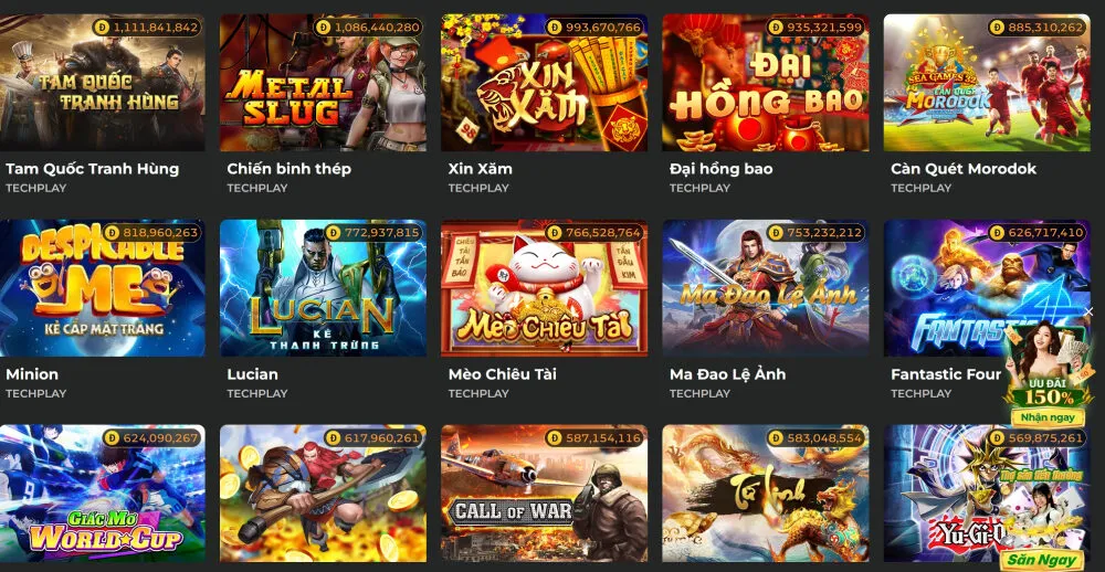 K8CC cung cấp hơn 3000 tựa game nổ hũ nổi tiếng