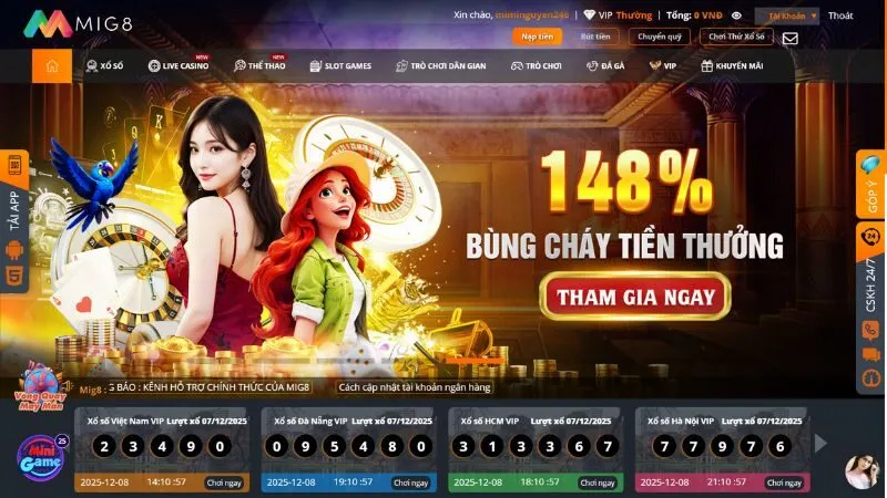 Trang chủ nhà cái Mig8 thiết kế giao diện hiện đại, chuyên nghiệp